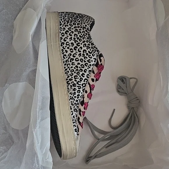 NEW P448 John Sneaker Silver Leopard Print Pink Laces Box Italy - 37 (6.5 - 7) - Picture 6 of 14